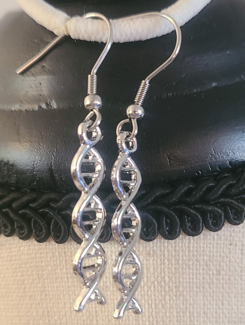 Silvertone  DNA Drop Earrings - Silver